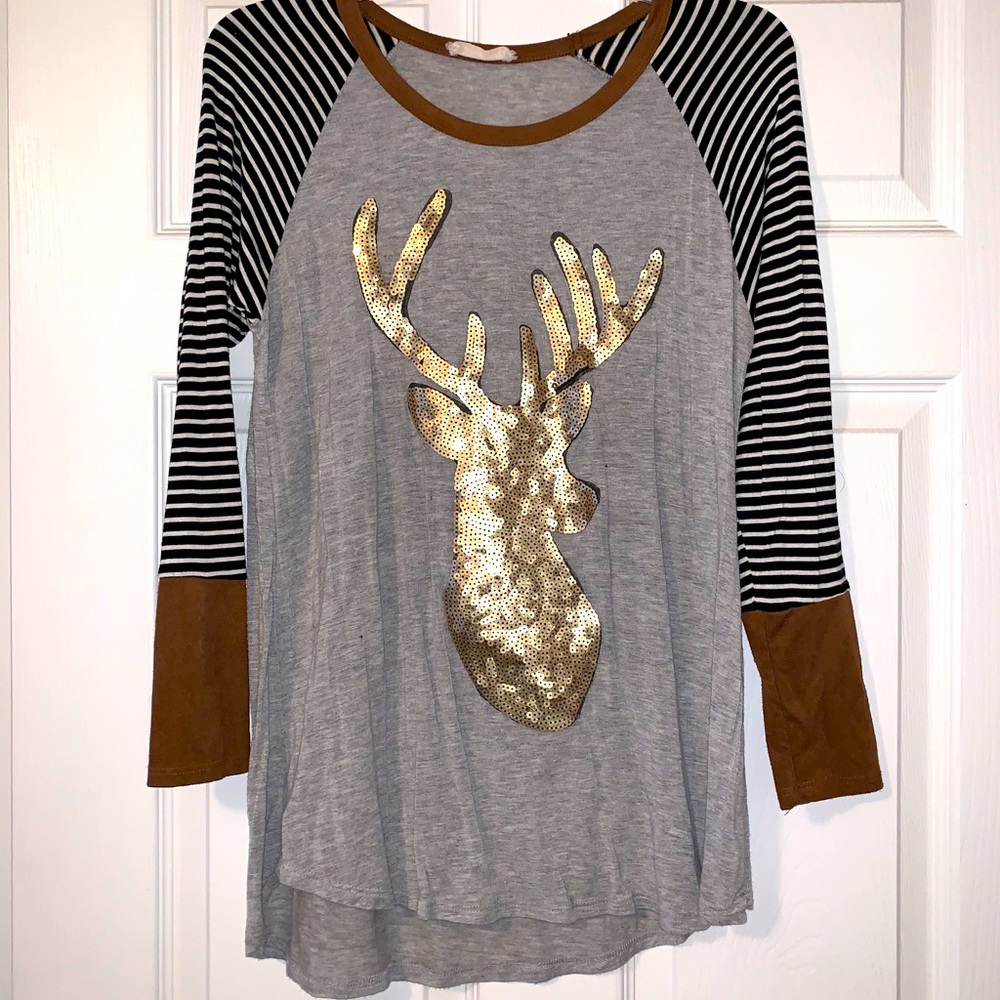 Sequin deer top